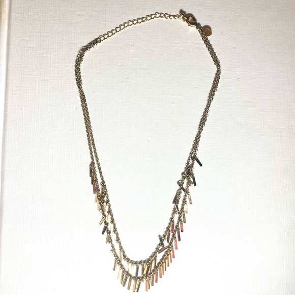 Express Gold Tone Two-strand Fringe Necklace - Picture 2 of 4